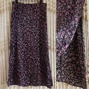 Vintage 90s Y2K Made is USA Black Purple Whimsygoth Romantic Fairy Maxi Skirt L